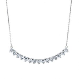 1 1/4ctw Lab Grown Diamond Curved Bar White Gold Necklace