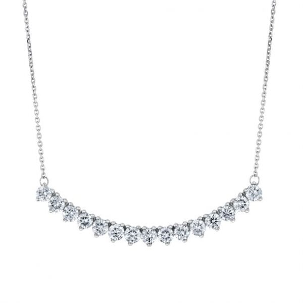 1 1/4ctw Lab Grown Diamond Curved Bar White Gold Necklace