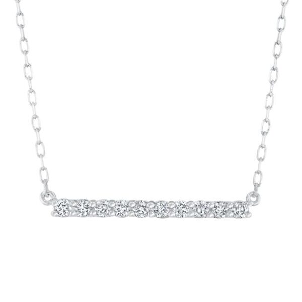 1/4ctw Diamond White Gold Horizontal Bar Pendant Necklace
