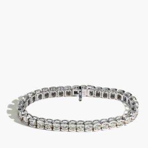 15 Carat Half Bezel Set Tennis Bracelet in 18k White Gold