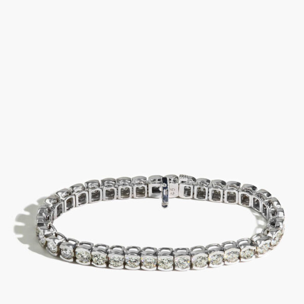 15 Carat Half Bezel Set Tennis Bracelet in 18k White Gold