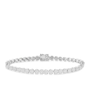 3 Carat Illusion Diamond Tennis Bracelet in 14k White Gold