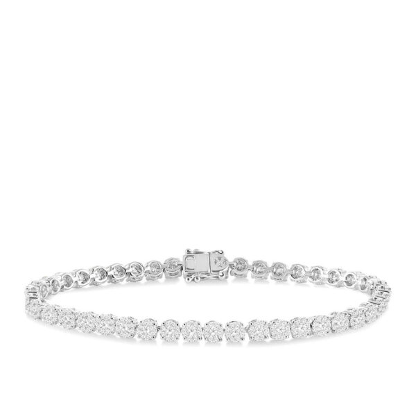 3 Carat Illusion Diamond Tennis Bracelet in 14k White Gold