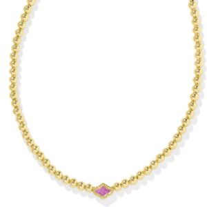 Abbie Gold Beaded Necklace in Azalea Illusion
