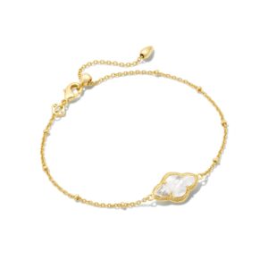 Abbie Gold Satellite Chain Bracelet in Ivory Mother-of-Pearl