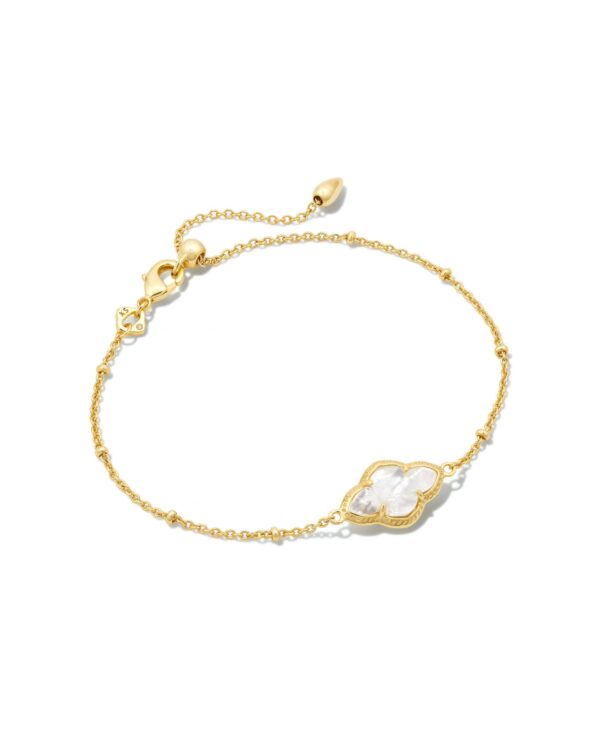 Abbie Gold Satellite Chain Bracelet in Ivory Mother-of-Pearl
