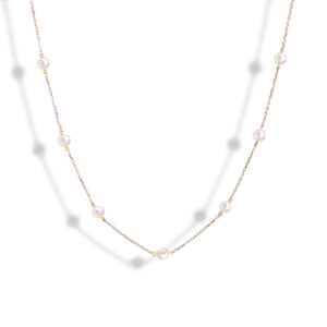 Akoya Pearl Station Necklace - Rose Gold