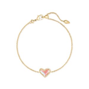 Ari Heart Gold Chain Bracelet in Dichroic Glass