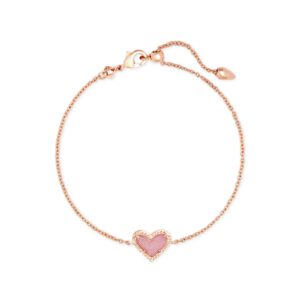 Ari Heart Rose Gold Chain Bracelet in Light Pink Drusy