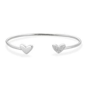 Ari Heart Sterling Silver Cuff Bracelet in White Diamond