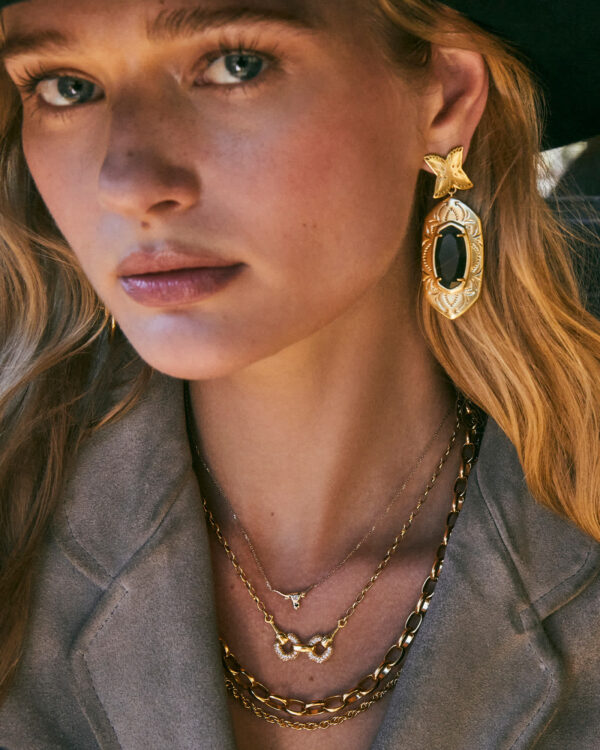 Beau Vintage Gold Pave Short Pendant Necklace in White Crystal
