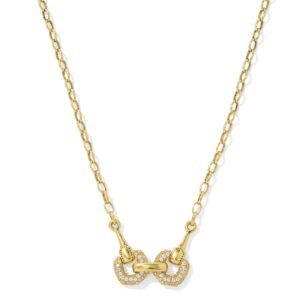 Beau Vintage Gold Pave Short Pendant Necklace in White Crystal