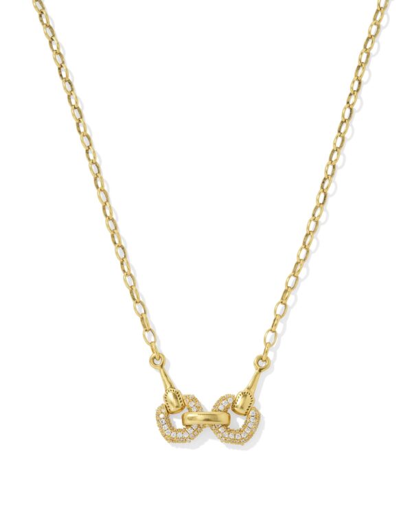 Beau Vintage Gold Pave Short Pendant Necklace in White Crystal