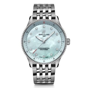 Breitling Navitimer 32 Light Blue Mother-of-Pearl Lab Grown Diamond Dial Stainless Steel Watch 32mm - A77320171C1A1