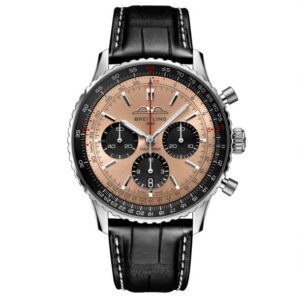Breitling Navitimer B01 Chronograph 43 Copper Dial Black Leather Strap Watch - AB0138241K1P1