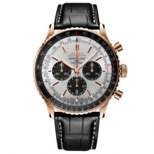 Breitling Navitimer B01 Chronograph 46 Red Gold and Black Leather Strap Watch - RB0137241G1P1