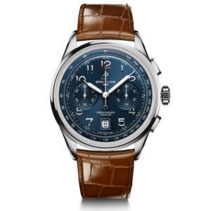 Breitling Premier B01 Chronograph 42 Blue Dial Brown Leather Strap Watch 42mm - AB0145171C1P1