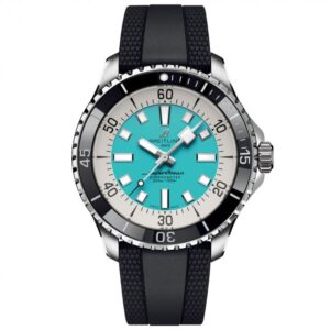 Breitling Superocean Automatic 44 Turquoise Dial Black Rubber Strap Watch 44mm - A17376211L2S1