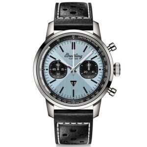 Breitling Top Time B01 Triumph Ice-Blue Dial Black Leather Strap Watch 41mm - AB017641C1X1