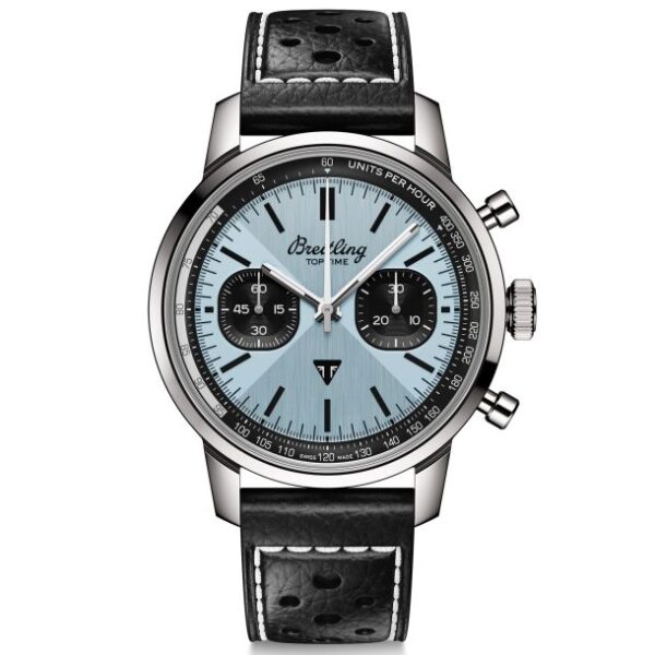 Breitling Top Time B01 Triumph Ice-Blue Dial Black Leather Strap Watch 41mm - AB017641C1X1