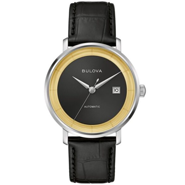 Bulova Frank Sinatra Rat Pack Automatic Limited Edition Black Dial Leather Strap Watch 40mm - 96B406