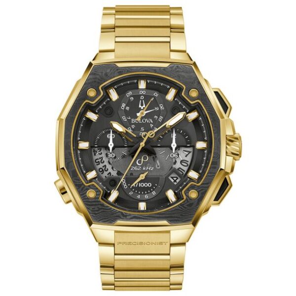 Bulova Series X SE Black Dial Gold-Tone Stainless Steel Bracelet Watch 44.5mm - 98B429