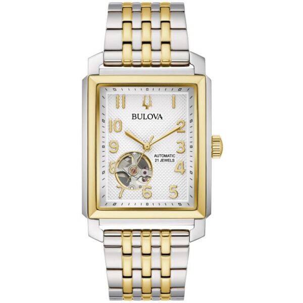 Bulova Sutton Automatic Silver Dial Two-Tone Bracelet Watch 33mm - 98A308