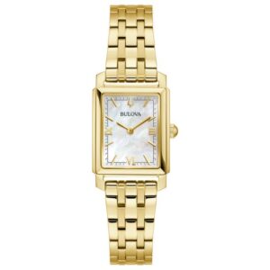 Bulova Sutton Mother-of-Pearl Dial Gold-Tone Stainless Steel Bracelet Watch 21mm - 97L177