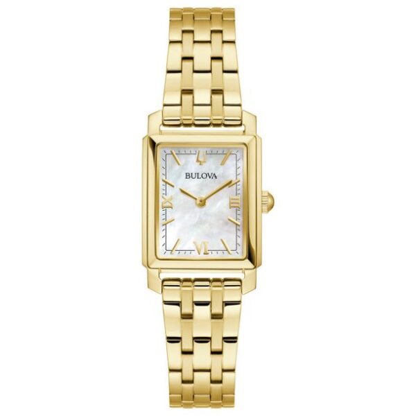 Bulova Sutton Mother-of-Pearl Dial Gold-Tone Stainless Steel Bracelet Watch 21mm - 97L177