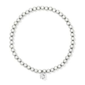 Cailin Silver Stretch Bracelet in White Crystal