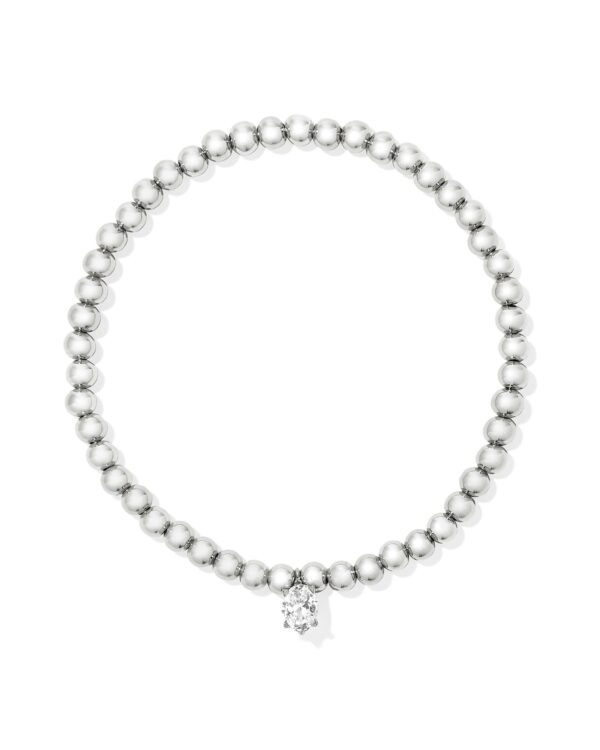 Cailin Silver Stretch Bracelet in White Crystal