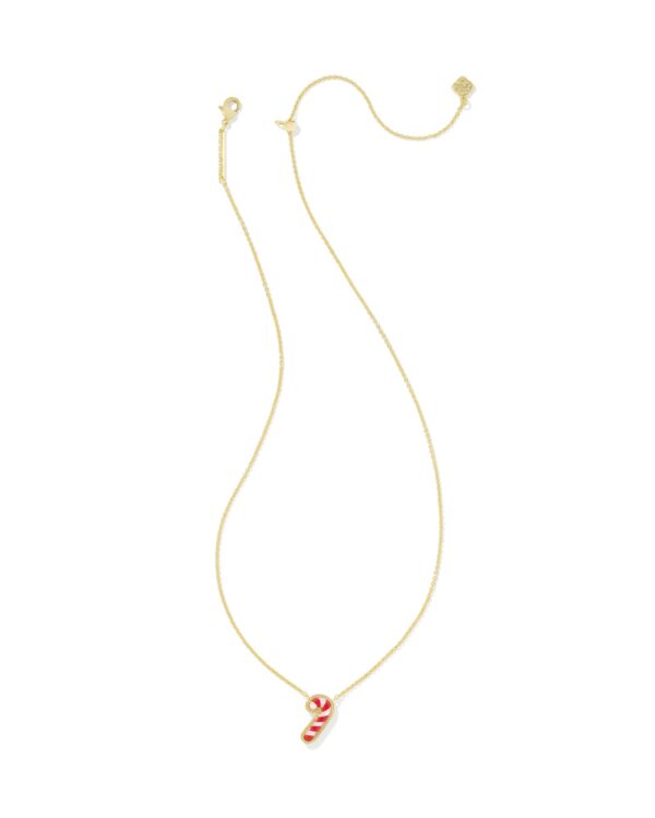 Candy Cane Gold Short Pendant Necklace in Ivory Mother-of-Pearl