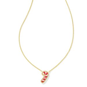Candy Cane Gold Short Pendant Necklace in Ivory Mother-of-Pearl