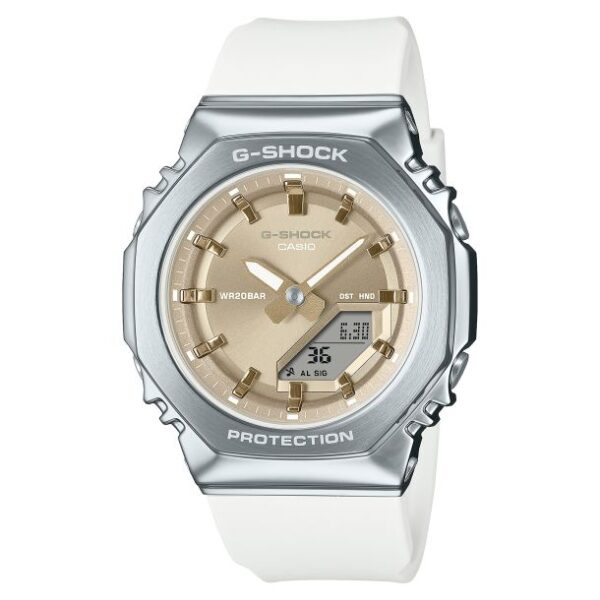 Casio G-Shock Analog-Digital Beige Dial White Resin Watch 46mm - GMS2110-7A6