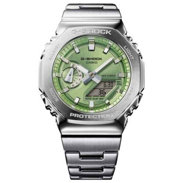 Casio G-Shock G-Steel GM2110D Analog-Digital Lime Green Dial Stainless Steel Watch 43mm - GM2110D-3A