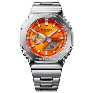 Casio G-Shock G-Steel GM2110D Analog-Digital Orange Dial Stainless Steel Watch 43mm - GM2110D-4A