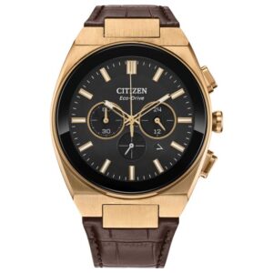 Citizen Axiom SC Black Dial Brown Leather Strap Watch 43mm - CA4583-01E