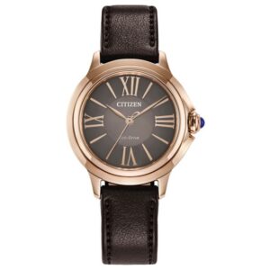 Citizen Eco-Drive Ceci Brown Dial Brown Leather Strap Watch 32mm - EM1163-09X