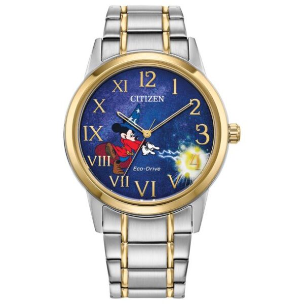 Citizen Eco-Drive DISNEY Mickey Mouse Sorcerer's Apprentice Mickey Two-Tone Bracelet Watch | 40mm | FE7064-71W
