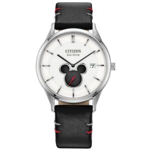 Citizen Eco-Drive Mickey Shadow Black Leather Strap Watch | 40mm | BV1130-03W