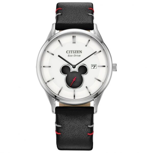 Citizen Eco-Drive Mickey Shadow Black Leather Strap Watch | 40mm | BV1130-03W