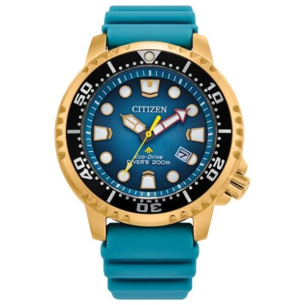 Citizen Eco-Drive Promaster Dive Blue Dial and Turquoise Polyurethane Strap Watch | 44mm | BN0162-02X
