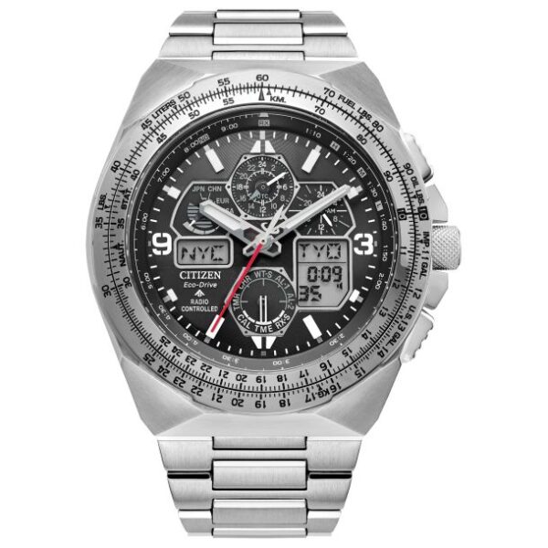 Citizen Eco Drive Promaster Skyhawk A-T Black Dial Stainless Steel Bracelet Watch 46mm - JY8120-58E