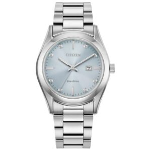Citizen Eco-Drive Sport Luxury Diamond Blue Dial Stainless Steel Watch 33mm - EW2700-54L