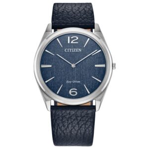 Citizen Eco-Drive Suratto Blue Dial Blue Leather Strap Watch 38.4mm - AR3120-08L