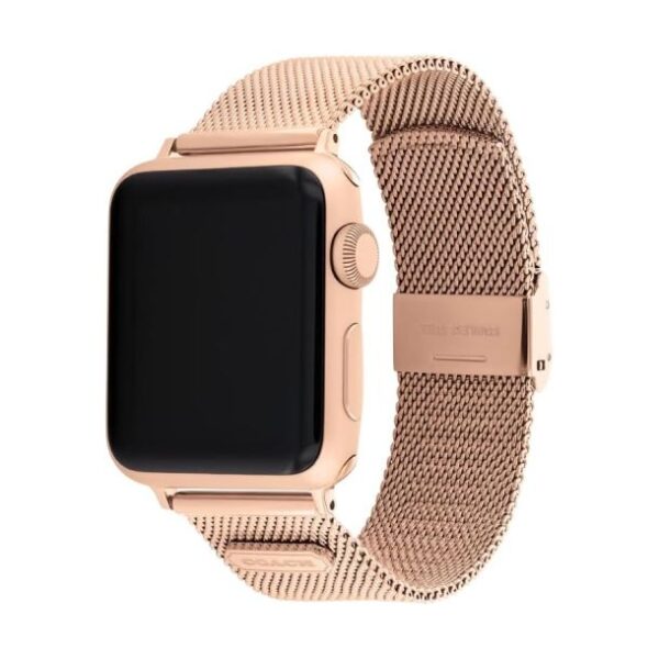 COACH Apple Watch Strap Rose Gold-Tone Mesh and Badge 38mm, 40mm and 41mm - 14700072