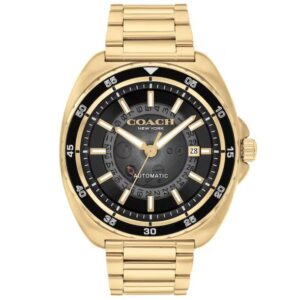 COACH Charter Automatic Black Dial Gold-Tone Bracelet Watch 44mm - 14602712