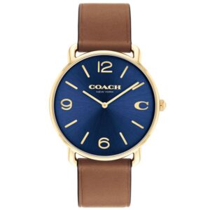 COACH Elliot Navy Blue Dial Saddle Leather Strap 41mm - 14602644