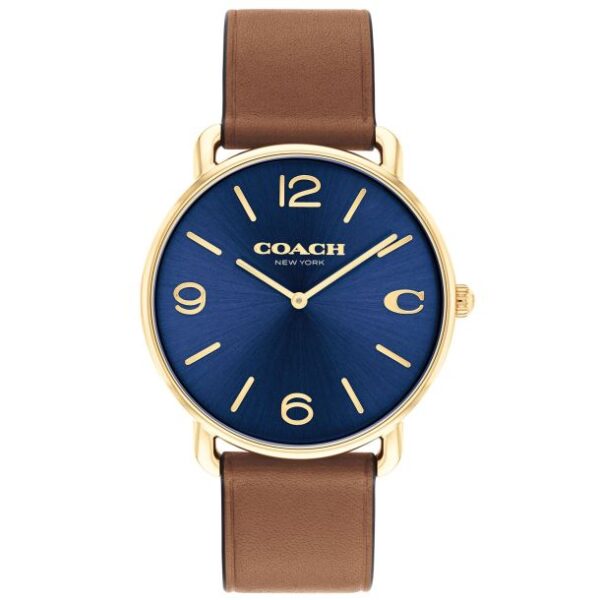 COACH Elliot Navy Blue Dial Saddle Leather Strap 41mm - 14602644
