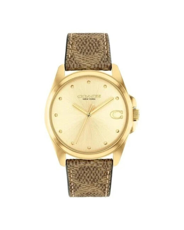 Coach Greyson Gold Dial Tan Signature Strap 14504111